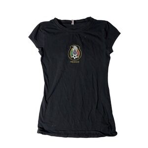 N.I.B. Basic Mexico Soccer Crest Graphic Baby Tee Black Slim Fit Small TC1010